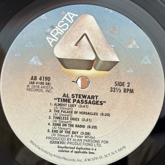 Al Stewart Time Passages Vinyl LP 1978 Arista AB 4190 - Picture 7 of 11
